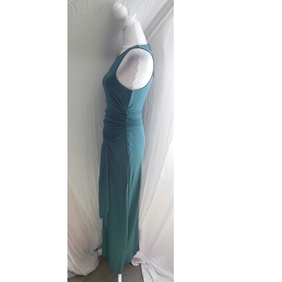 $395 NWT Cinq à Sept GREEN ONYX Andie FRONT WRAP Side Tie RUCHED Maxi DRESS US 8 - Picture 7 of 12